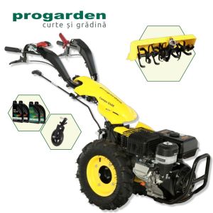 Мотоблок ProGARDEN Campo пакет U16E 14HP  + опорно колело + прикачена мотофреза FT90 + 4л масло