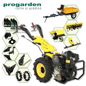 Мотоблок ProGARDEN Campo пакет U12E 12HP  + ремарке RM500C 500 кг + косачка BC120M + 3x щепсела + фреза FT90 + 2x метални колела RM47 + 2x съединителя + 4л масло