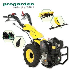 Мотоблок ProGARDEN Campo Пакет U12E 12HP Мотоблок + BC120M 120 см косачка + опорно колело + прикачен мотоблок FT90 90 см + 4 л масло